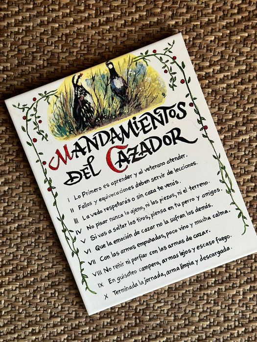 A zulejos de caça os 10 mandamentos do caçador