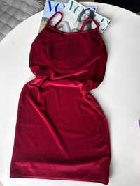 Нова сукня міні , темно червоного бархатного кольору