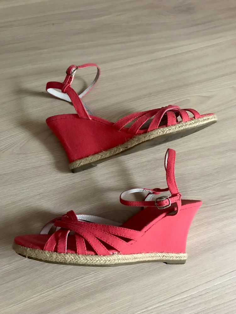 Espadryle jak NOWE sandały koral koturn r. 40