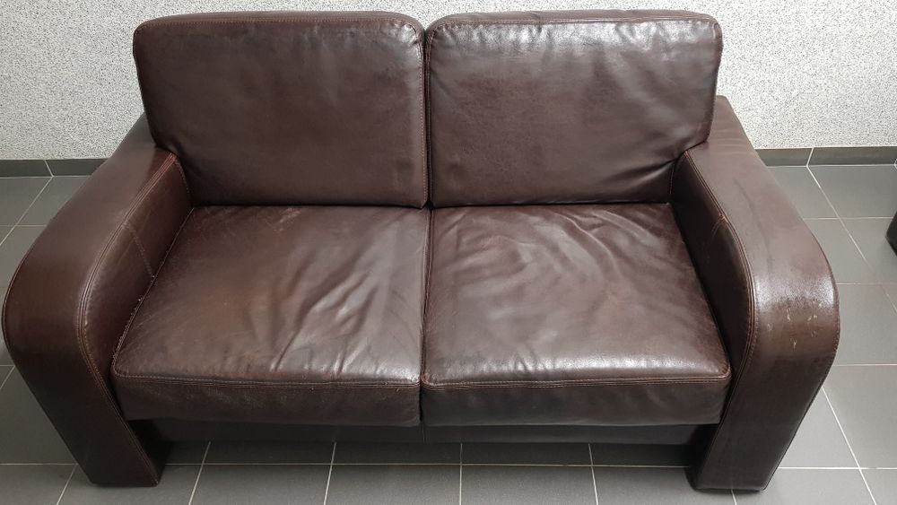 Komplet mebli ze skóry naturalnej 3 elementy