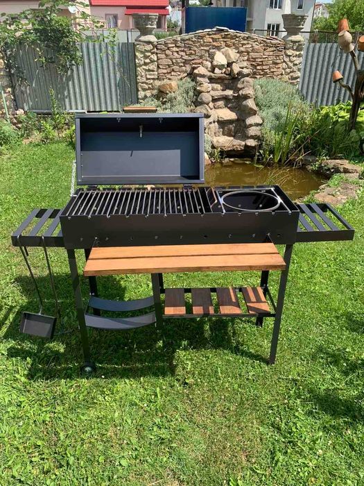 Великий мангал-барбекю на 13 шампурів з термометром! Мангал 5 мм