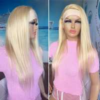 Натуральный парик блонд на повязке резинке ленте славянский волос 65см