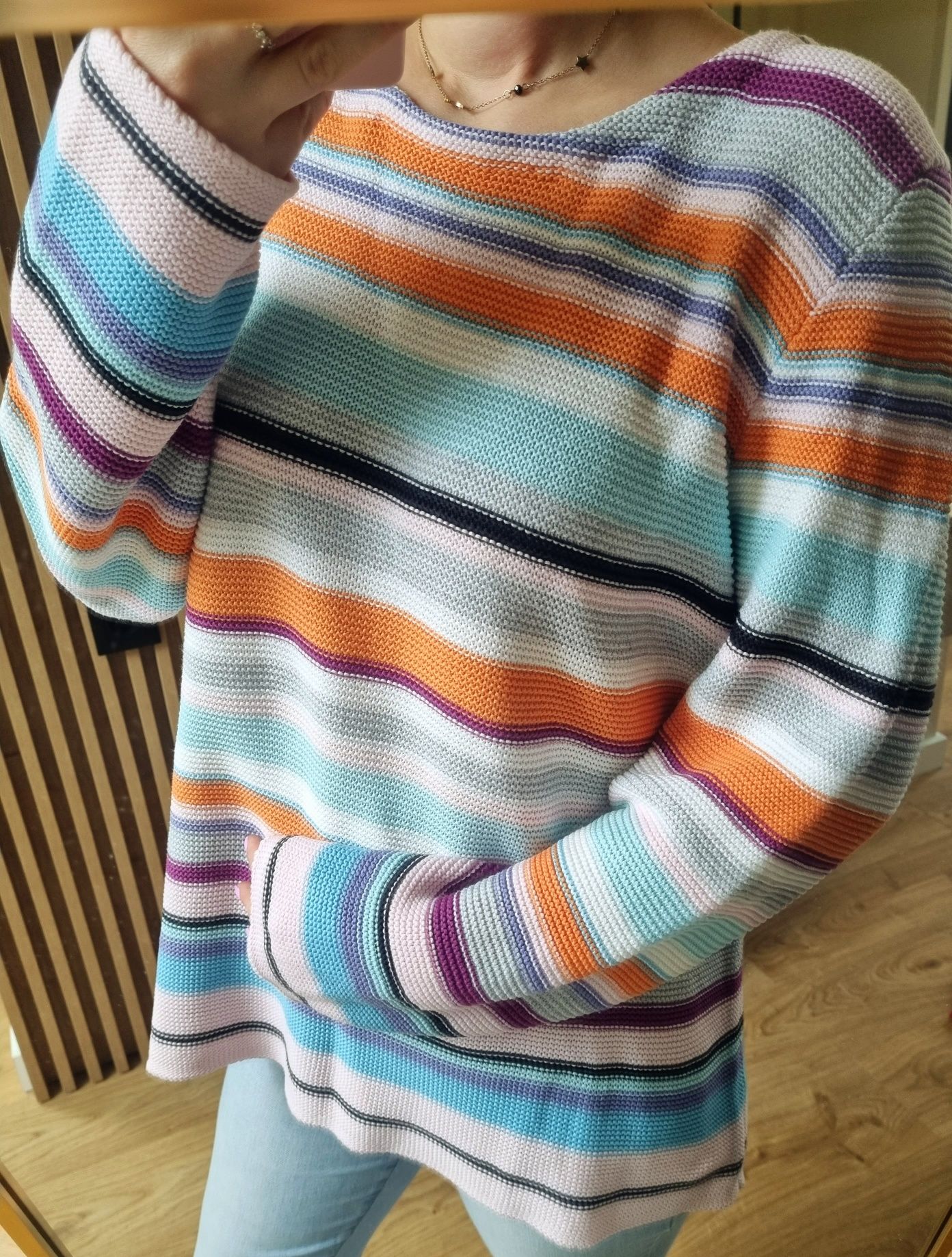 Sweterek kolorowy w paski Christian Berg XXL 48