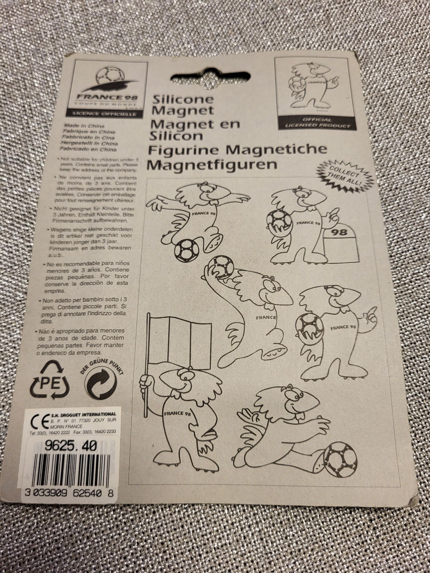 Unikat maskotka piłka nożna MŚ 1998 magnes nowy zapakowany