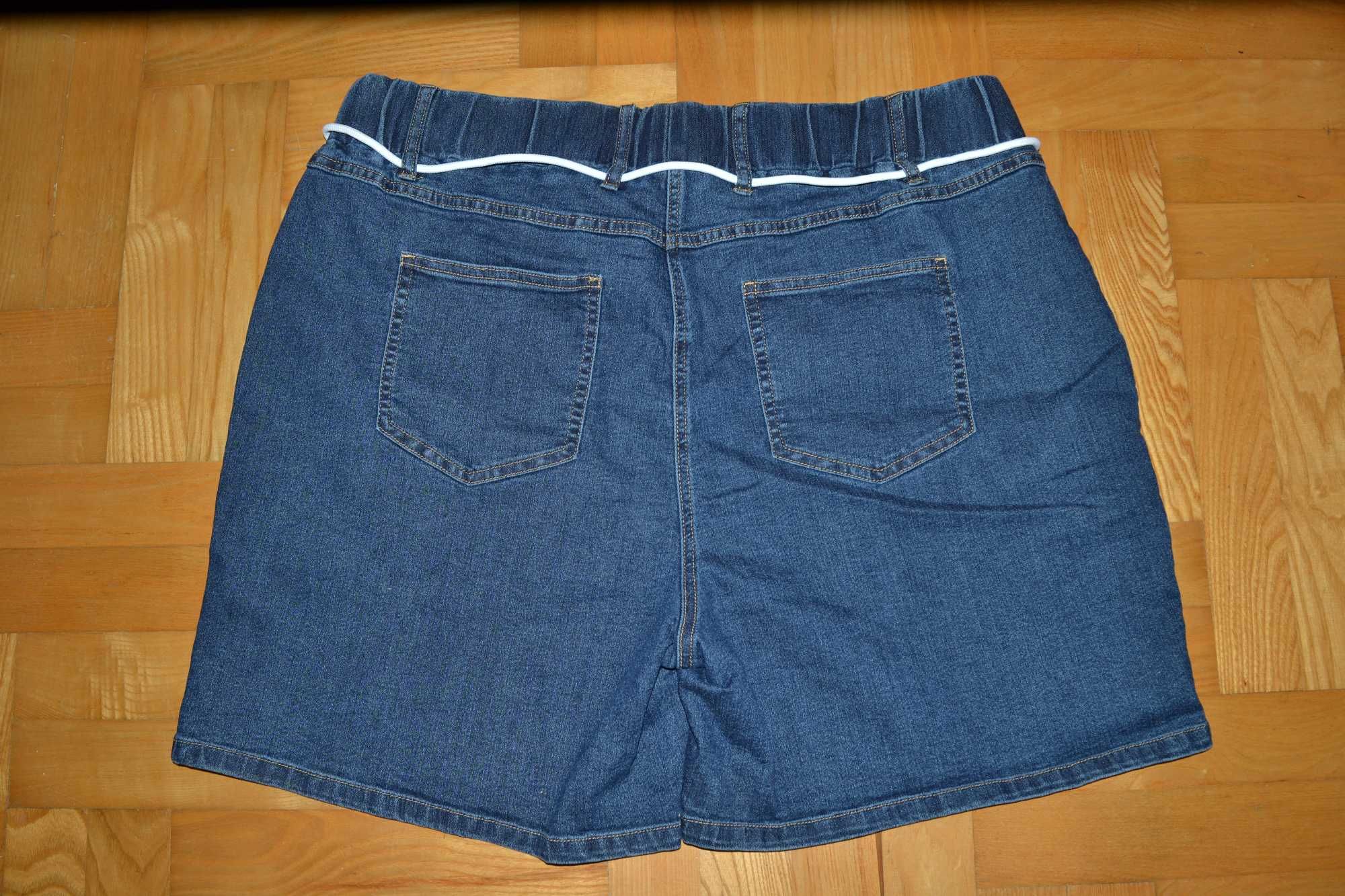 B2^ bonprix spodenki elastyczny  jeans w gumkę 52/54