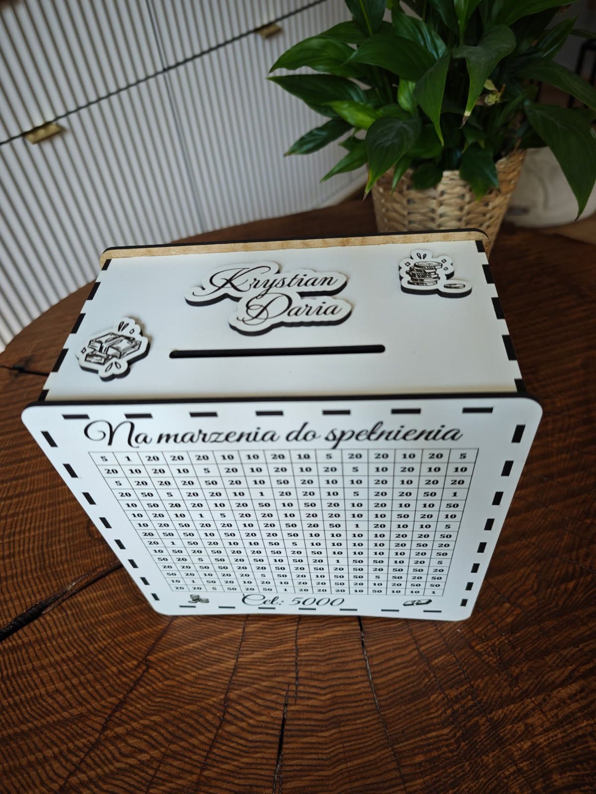 Skarbonka duża biała personalizowana