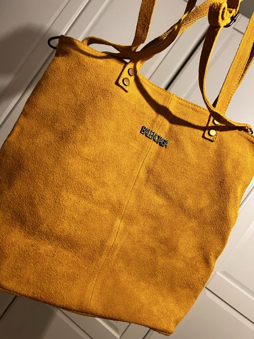 Balenciaga torba A4 torebka zamsz naturalny skóra skórzana shopper hit