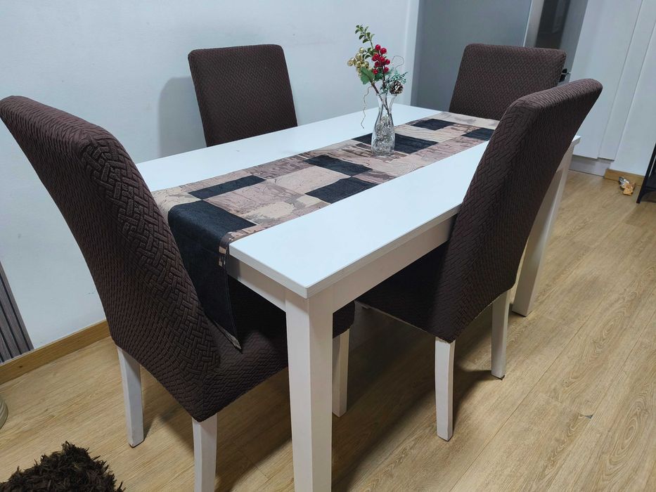 Mesa da Jantar Extensível em Madeira Branca