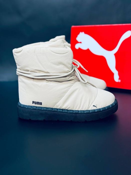 Дутики Puma беж / непромокаемая женская обувь на зиму / дутики пума