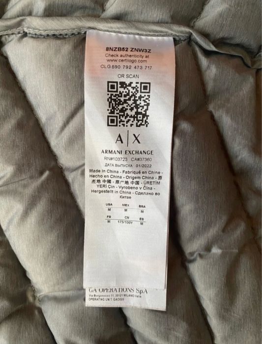 Double-faced padded jacket with zip Armani exchange