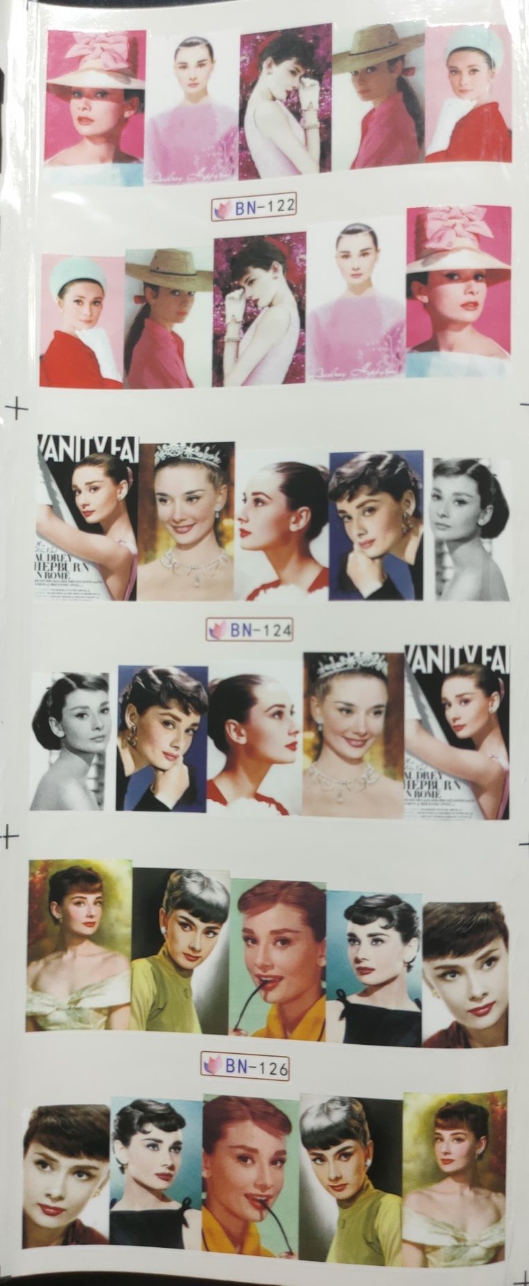 120 naklejek na paznokcie Audrey Hepburn