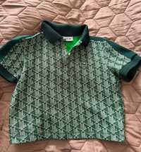 Тениска lacoste зелёная короткая