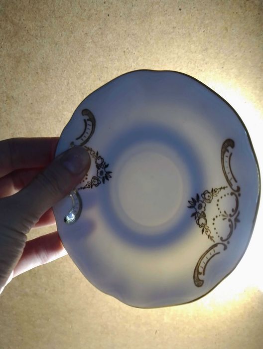 сервиз кофейный фарфор тонкий золочение свадебный Bohemia чехословакия