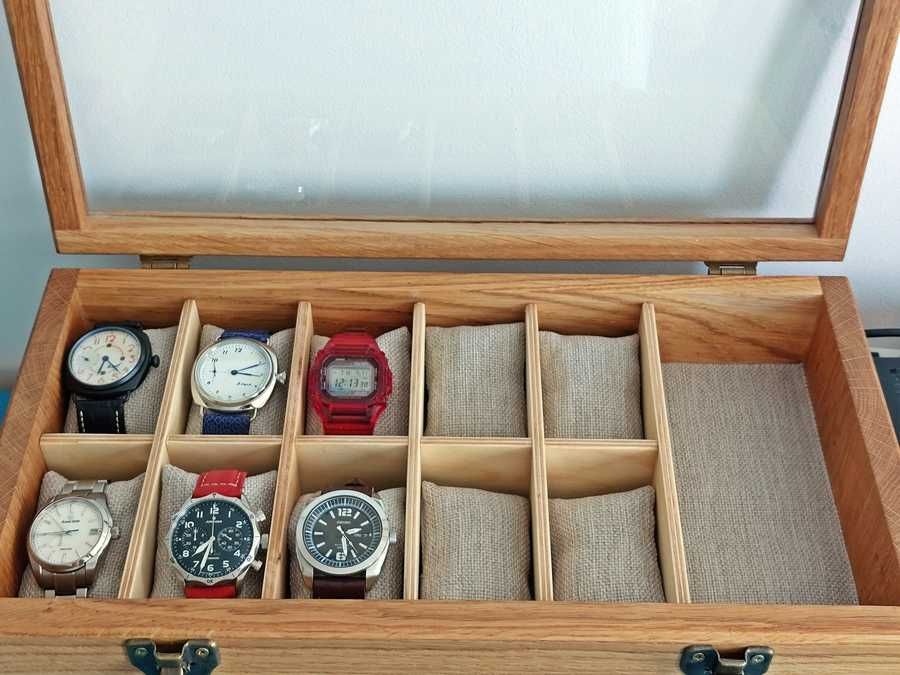 Komódka skrzyneczka kasetka komoda na 16 zegarków drewniana hand made
