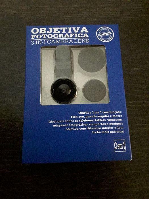 Objectiva fotografica 3em 1 para telemóvel ou tablet
