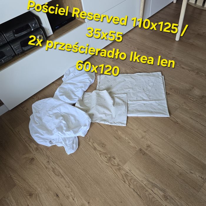 Pościel Reserved łóżeczko prześcieradło z gumką Ikea len 60x120 bawełn