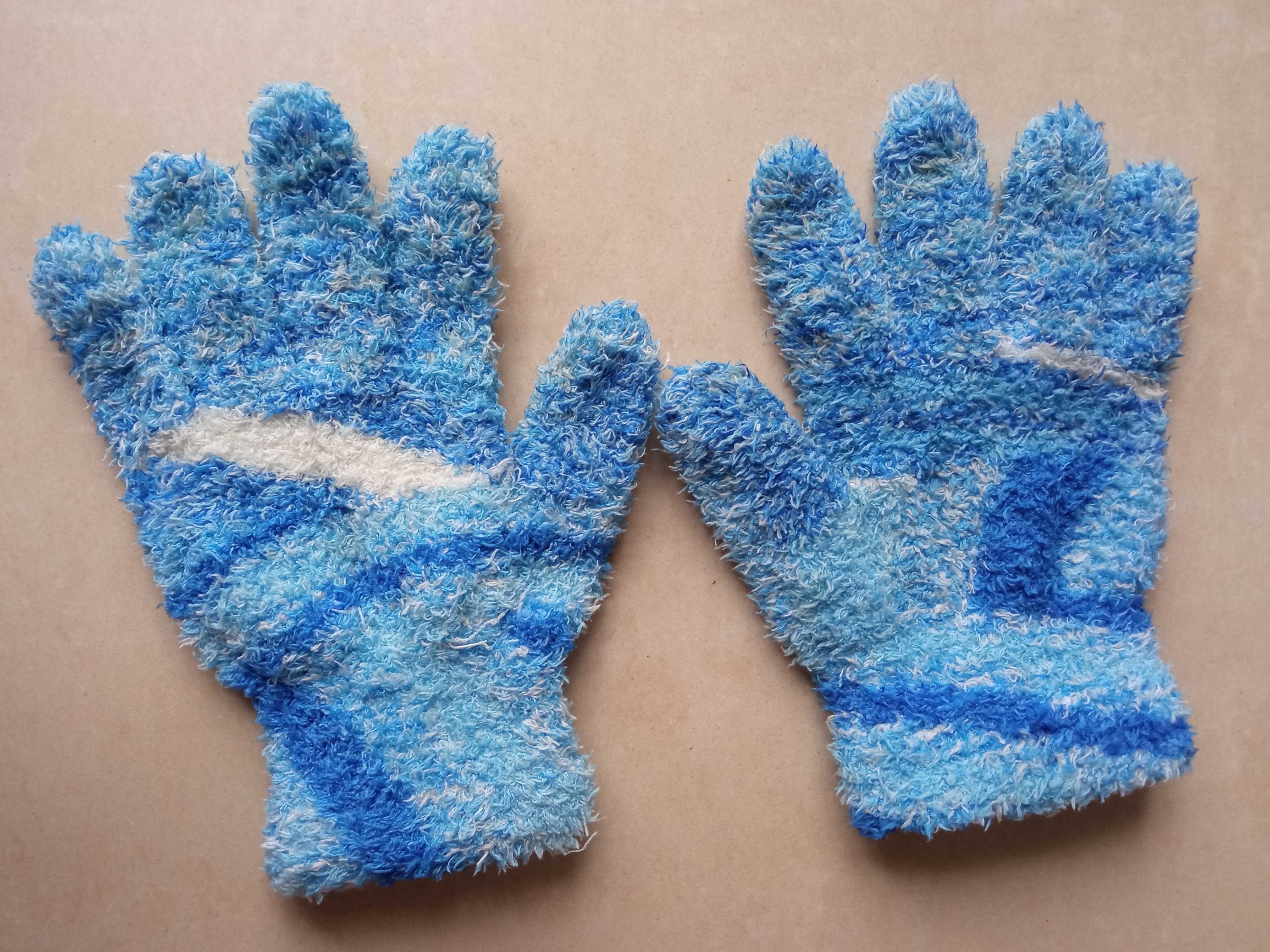 Rękawiczki zimowe rozmiar 8 M 9 L niebieskie włochate