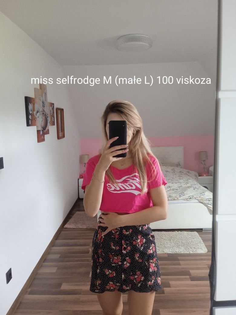 Spódnica mini zwiewna przewiena guziki viskoza modna sexy M L hit