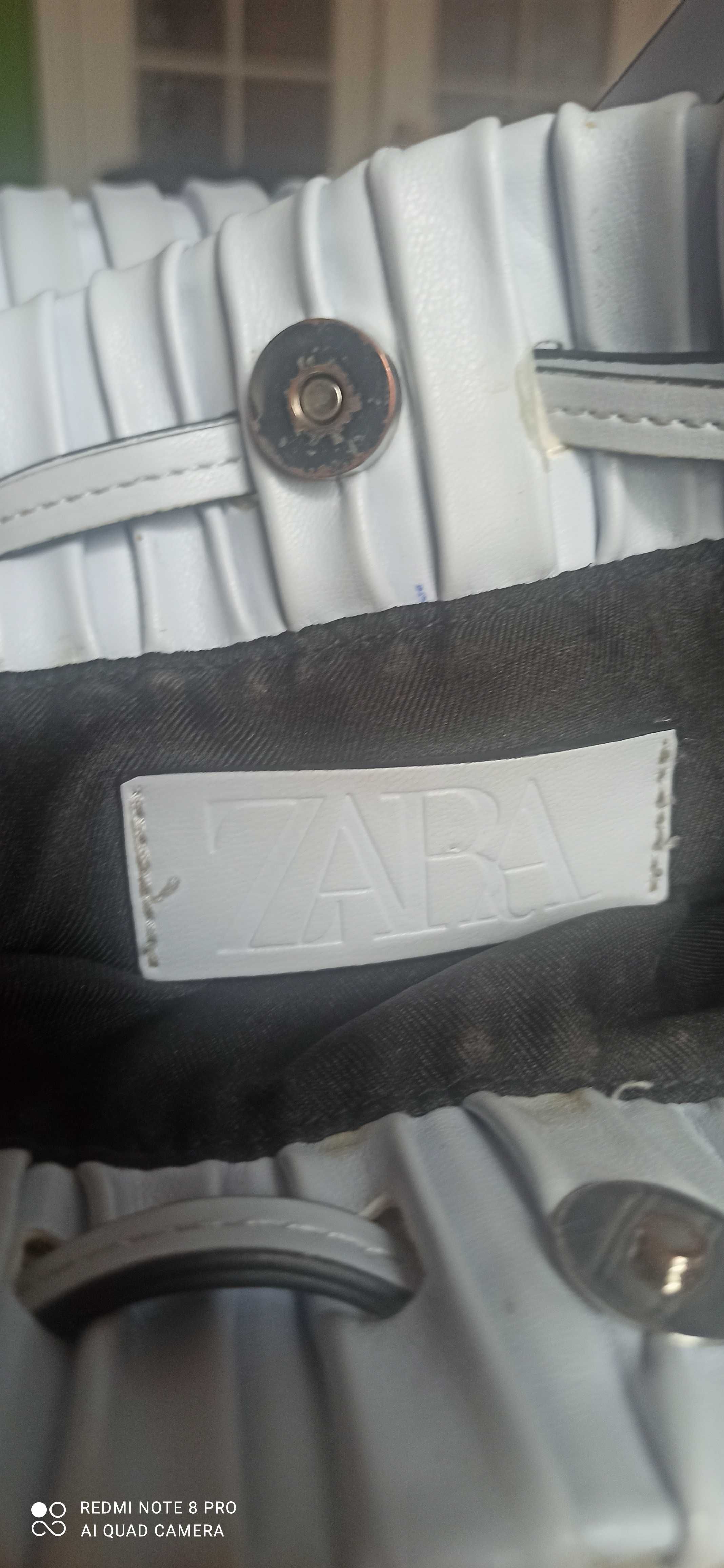 Torebka Zara typu worek kolor niebieski