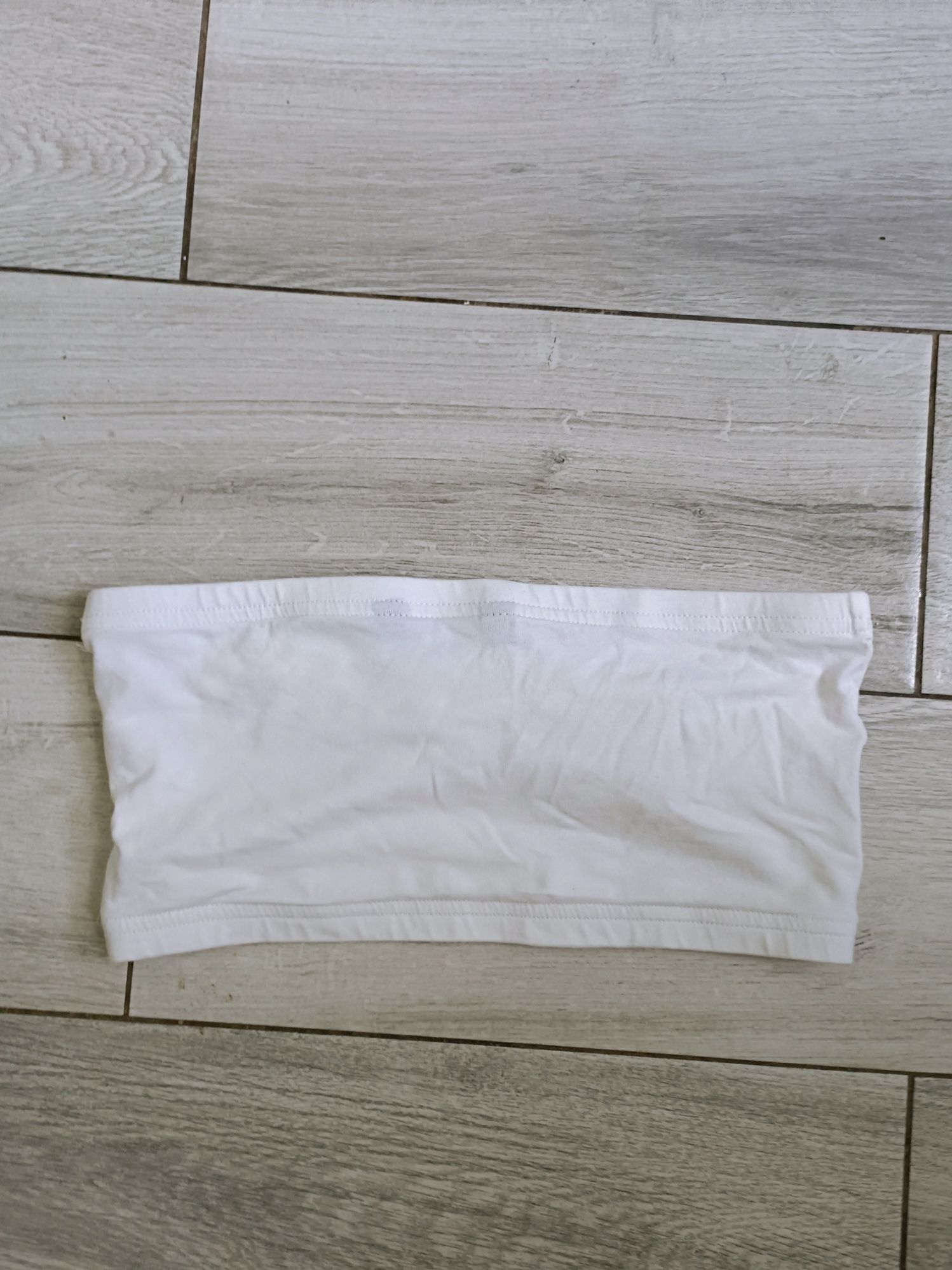 Biała opaska top New Look S 36 marszczenia crop lato