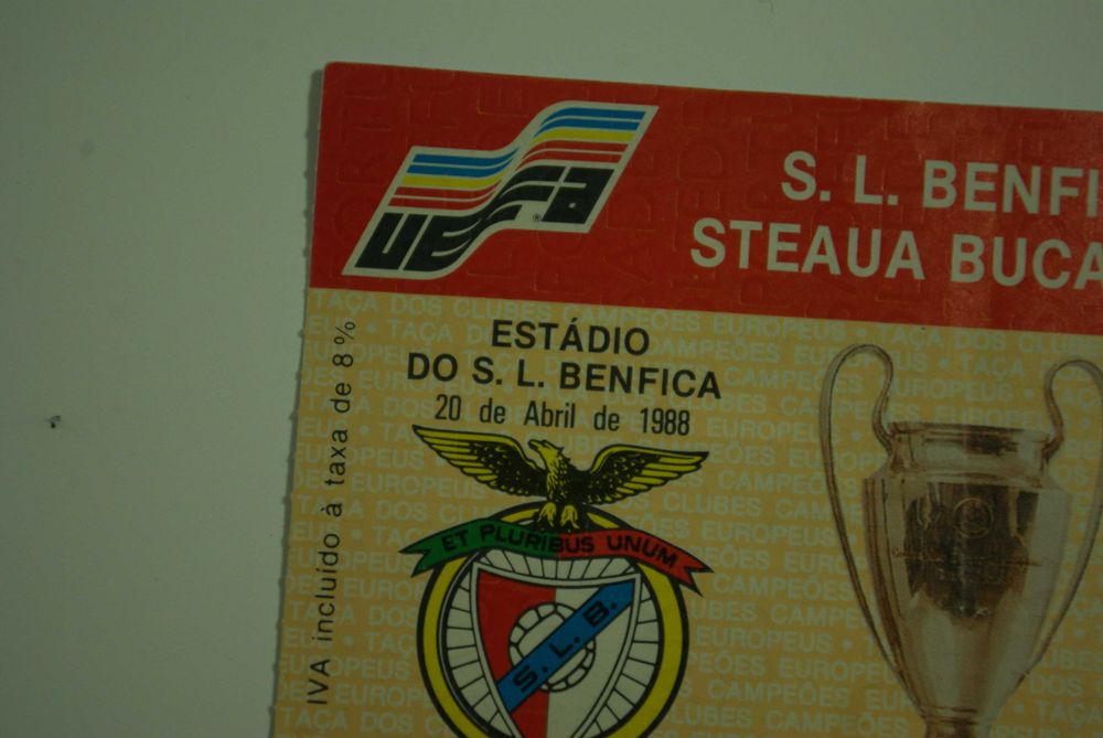 Bilhete S.L. Benfica - Steaua Bucarest. 1988