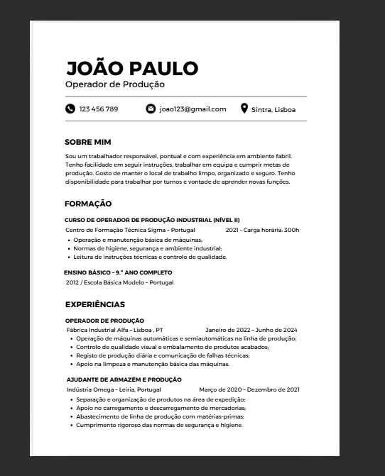 Currículos Profissionais – Lisboa