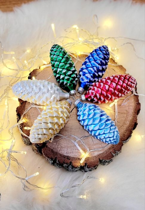 Bombki szyszki komplet 6 sztuk jak PRL