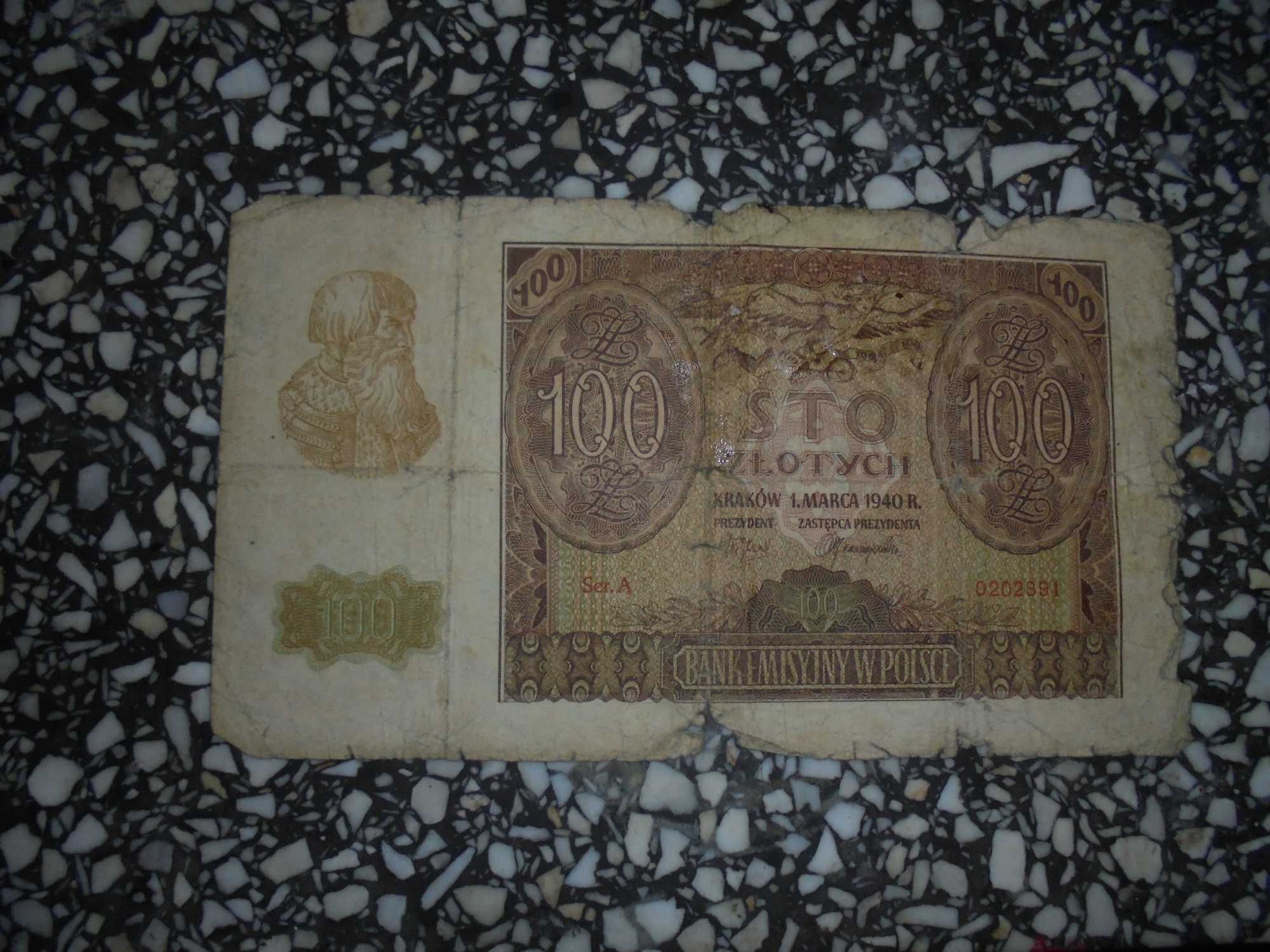 Banknot polski 100 zł 1940 r b221