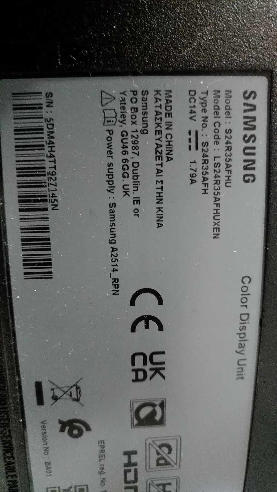 Conjunto de suporte para TV e alimentador de TV Samsung modelo S24R35A