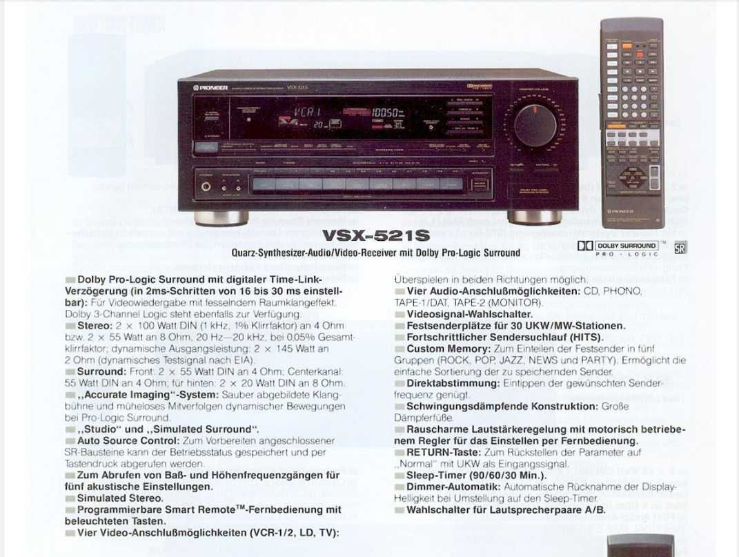 Pioneer Audio/Video Receiver VSX-521 S