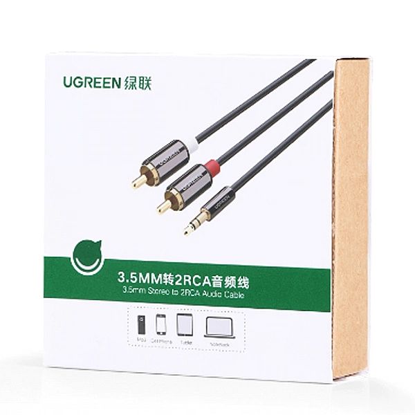 Ugreen kabel przewód audio 3,5 mm mini jack - 2RCA 1,5m czarny (AV116)