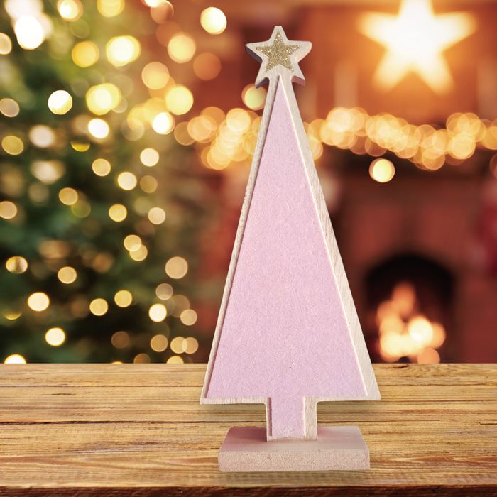 Eloy figurka choinka różowa drewno zamsz Nowa