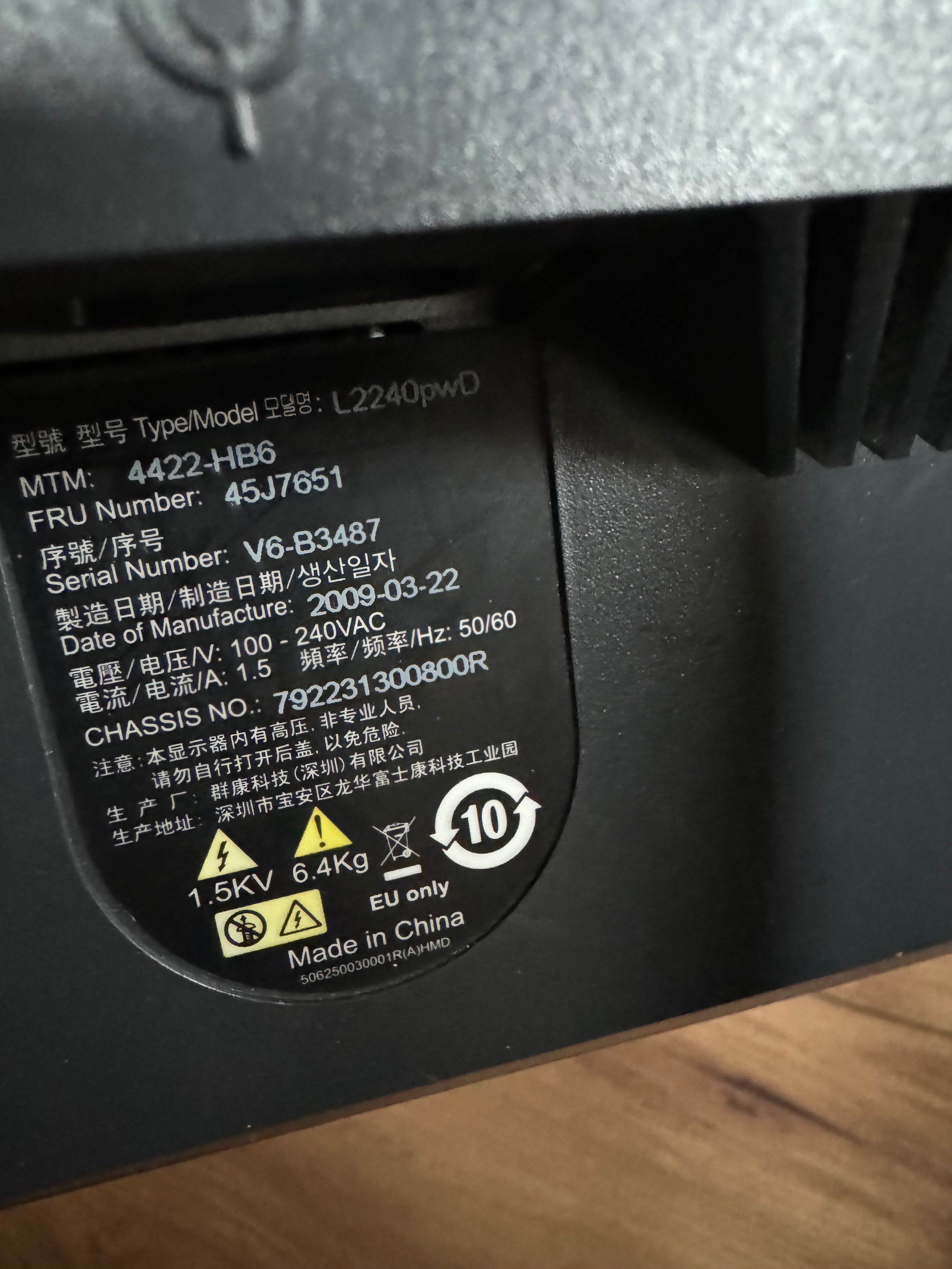 Monitor Lenovo ThinkVision L2240pwD