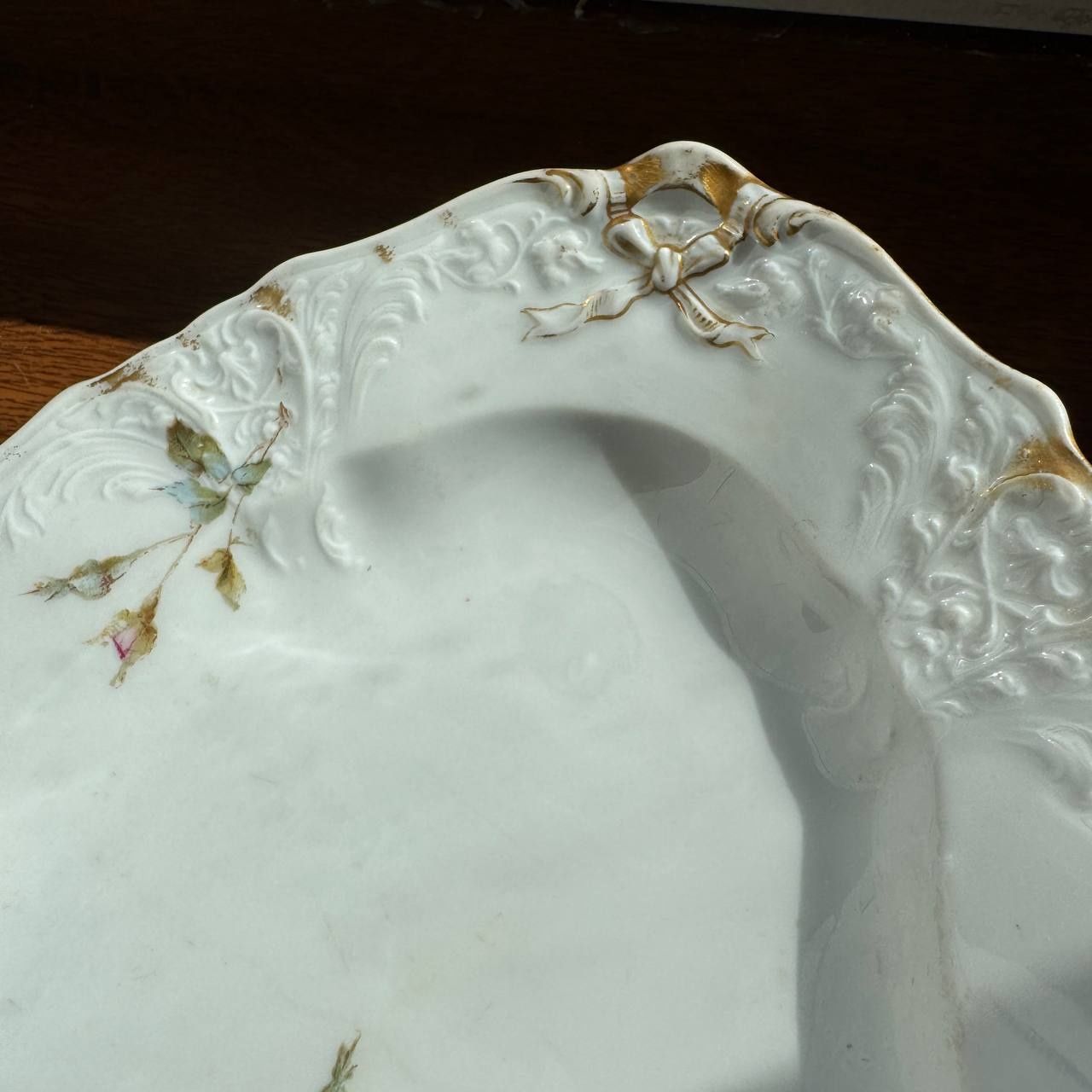 Patera/Półmisek Różyczki Carl Teich CT XIX wiek, Porcelana ryflowana