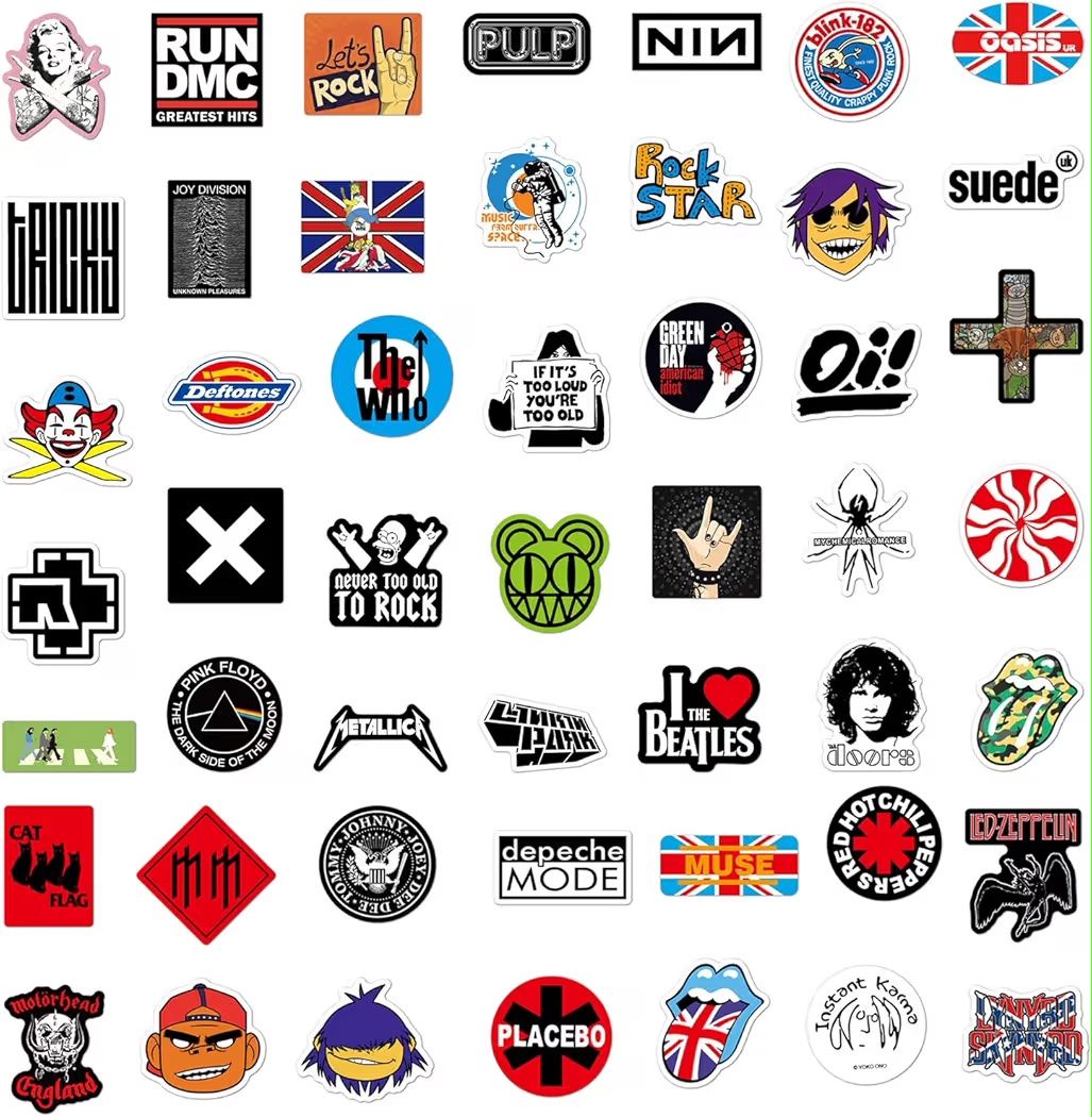Pack de Stickers de Bandas de Música – 200 Unidades
