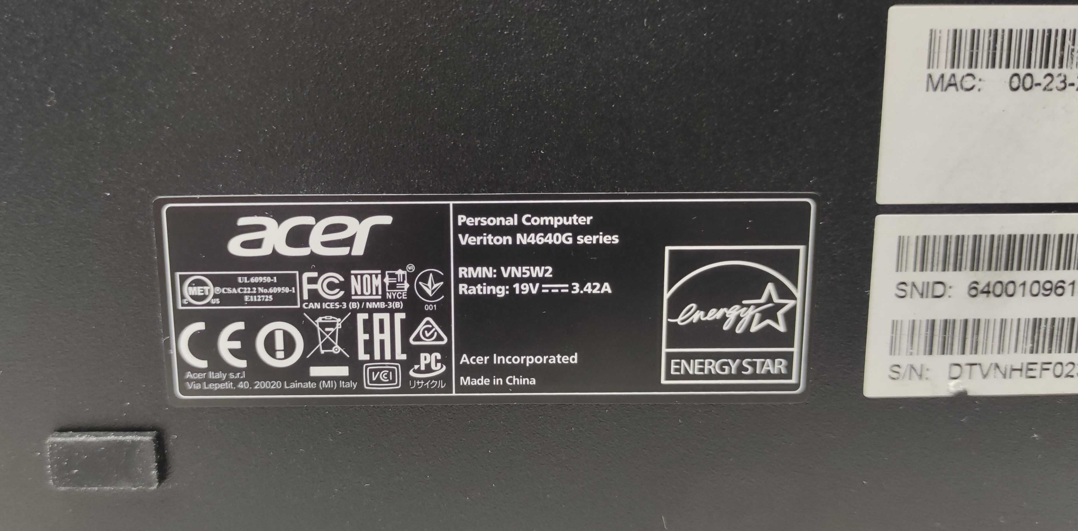 Комп'ютер Acer Veriton N4640G Mini i3-6100 8/128 Гарантія 12 міс