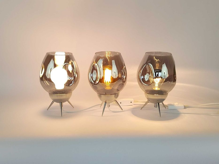 Lampka nocna lustrzana retro vintage space age mid century PRL