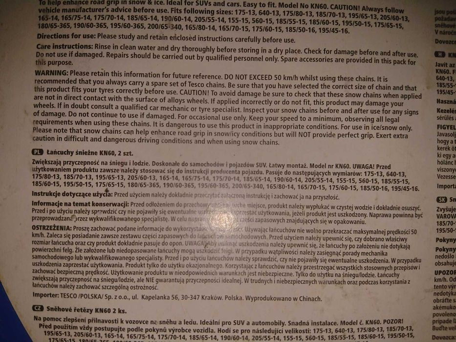 Sprzedam łańcuchy na koła