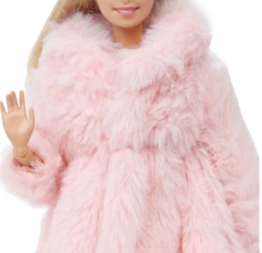 Futro kurtka dla lalki Barbie ubranko ubranie różowe na zimę prezent