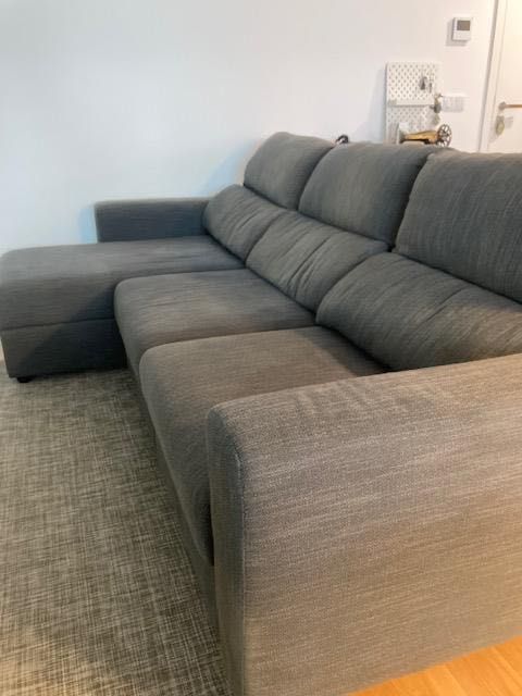 Sofá 3 lugares, chaise-long eskilstuna ikea