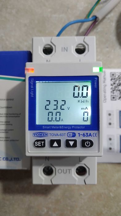 Умное реле защиты напряжения TOMZN 63A + счетчик, подсветка, Wi-Fi