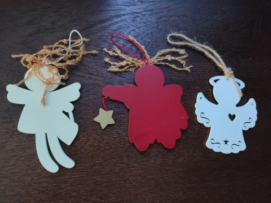 Drewniane Zawieszki na choinkę aniołki