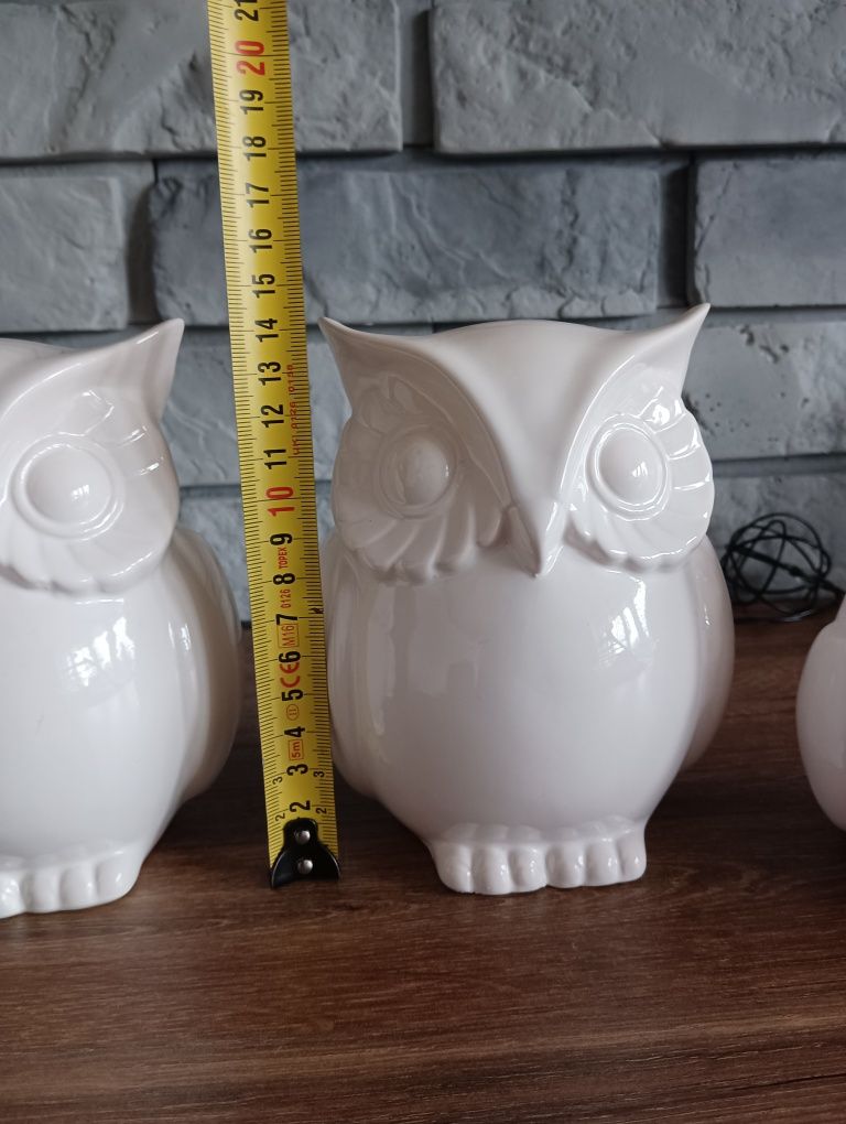 4x sowa ceramiczna: 2 duże 14.5cm , 2 małe 10cm