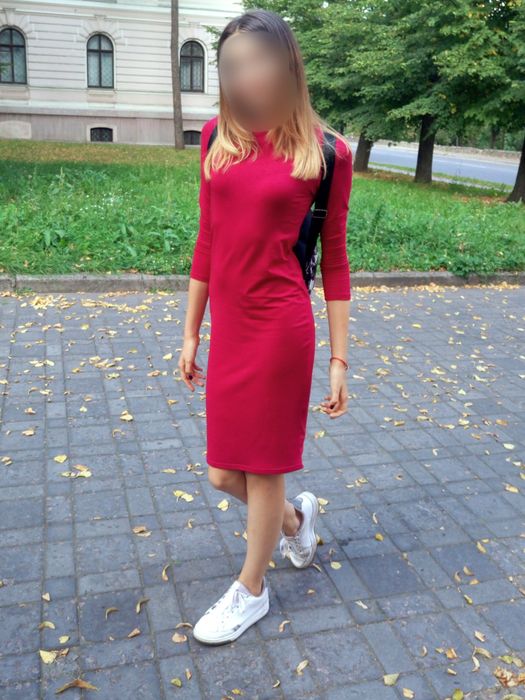 Платье стрейч темно-красное
