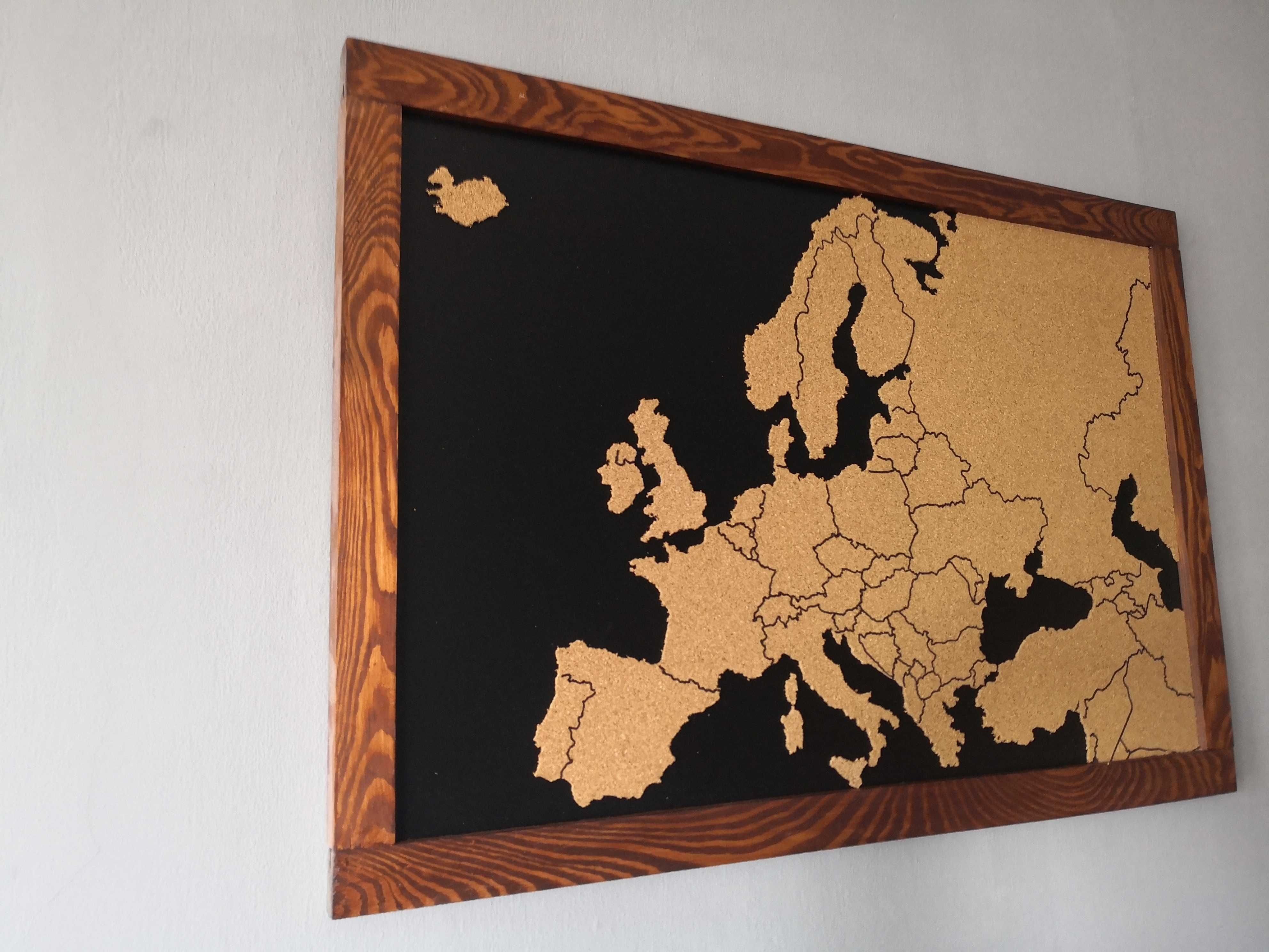 Mapa korkowa Europy 70x50cm cm. Doskonały prezent!