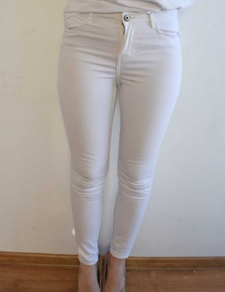 Esmara super skinny medium waist ankle spodnie rurki jeansy białe 36 s