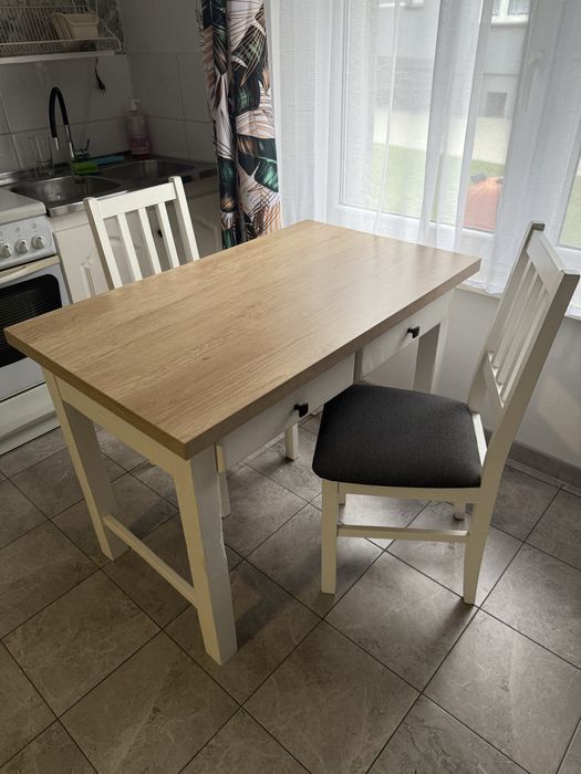 Stary stół kuchenny blat dąb nebraska + 2 krzesła