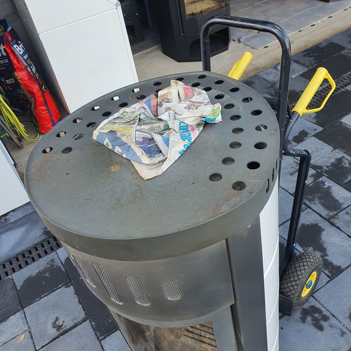 Kominek białe kafle 8kw