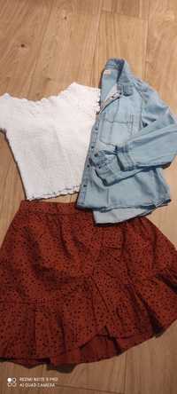 Komplet dla dziewczynki 134/140 koszula spódnica bluzka