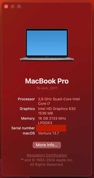 MacBook Pro 15 - i7 2.9 GHz 16GB RAM 512GB SSD - Bateria/Teclado Novos